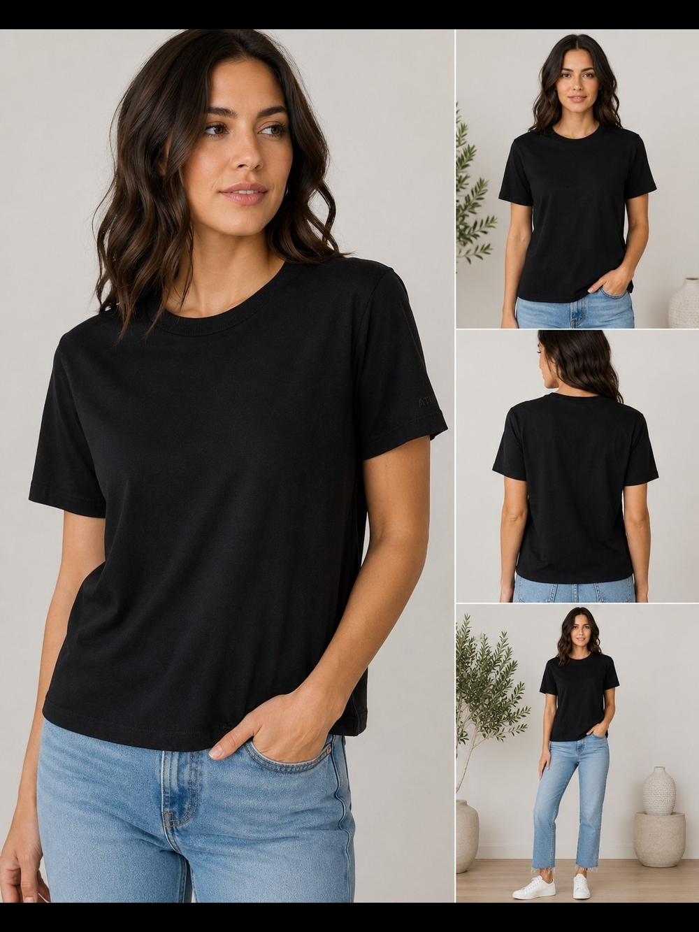 ATM Anthony Thomas Melillo Black Boxy Short Sleeve Crewneck Tee
